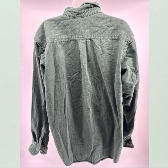 L.L. Bean Vintage Men’s Flannel Button Front Shirt - Green Men’s Size Large Tall - Picture 2 of 4